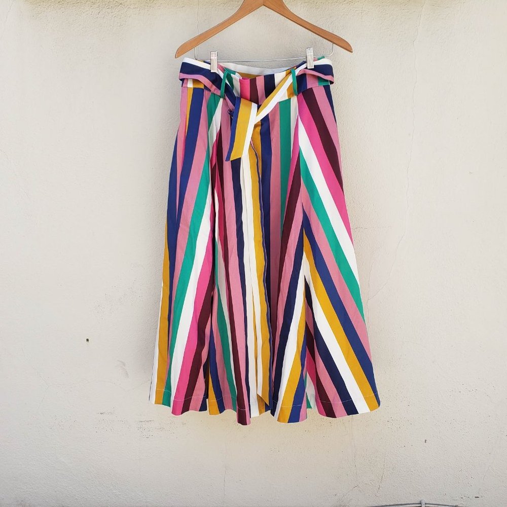 Boden Brooke Blue and Formica Stripe Belted Skirt - Picture 7 of 13